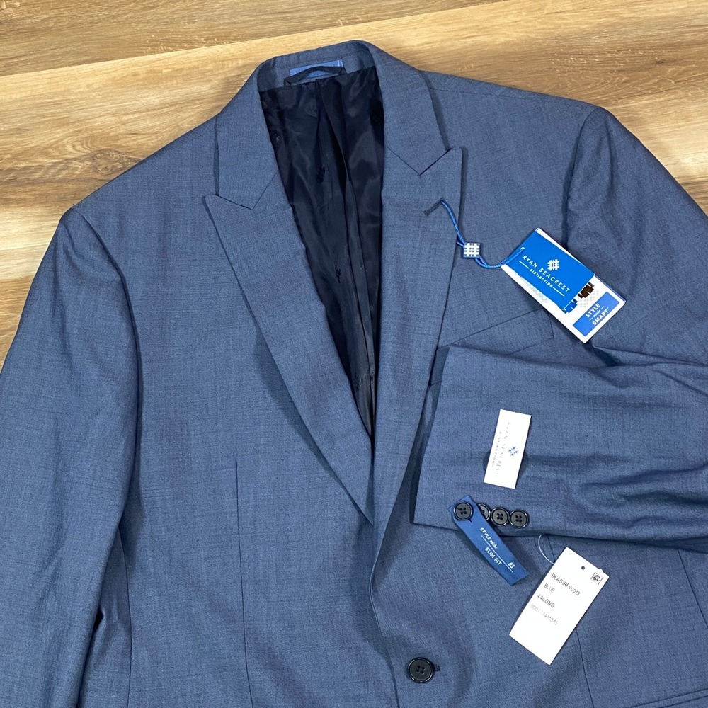 Ryan Seacrest Distinction Blazer Mens 44L Slim Fit Blue Sport Coat New NWT
